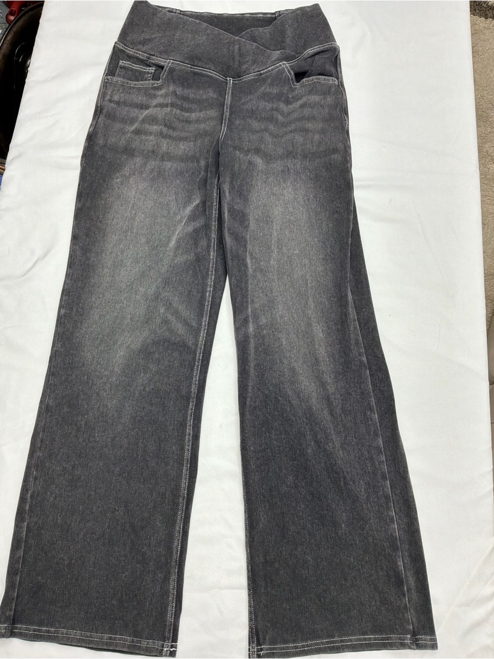 HALARA Washed Black Wide-Leg High-Waist Jeans